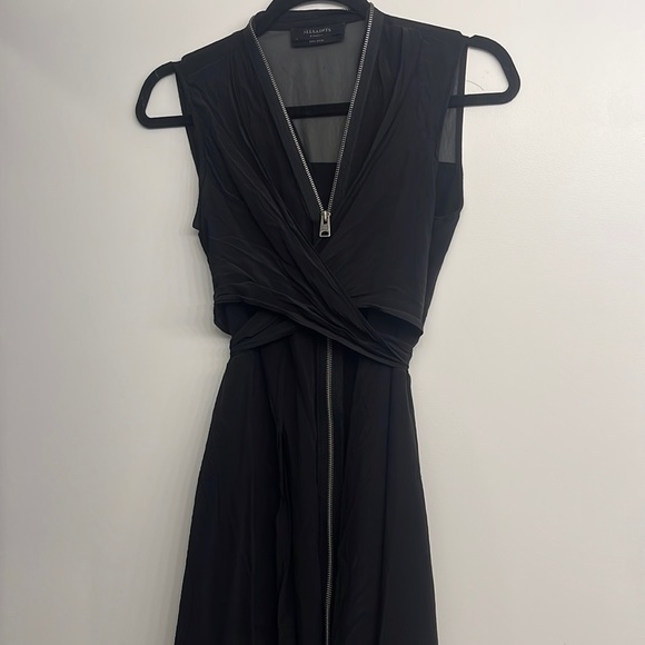 ALL SAINTS Jayda Zip-Front Silk Dress - Picture 3 of 5